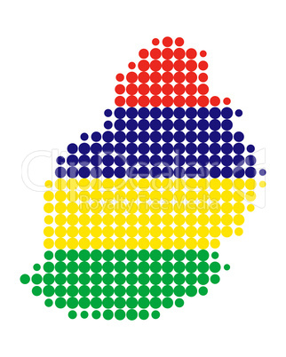 Karte und Fahne von Mauritius