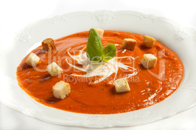 Tomato soup with croutons