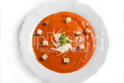 Tomato soup with croutons