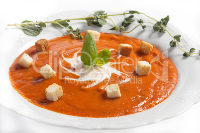 Tomato soup with croutons