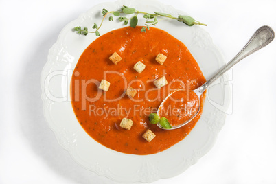 Tomato soup with croutons