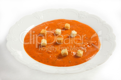 Tomato soup with croutons