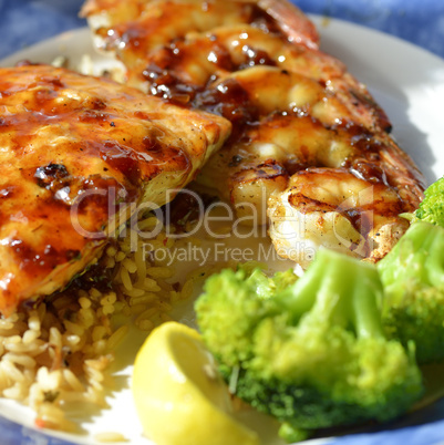 Maple Glaze Salmon And Shrimps