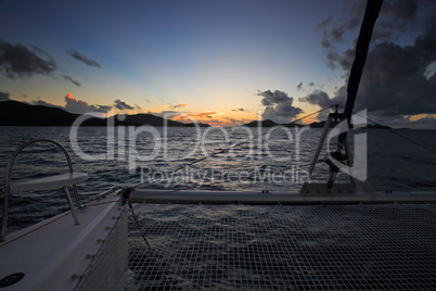 SUNSET ON THE SEA IN PRASLIN