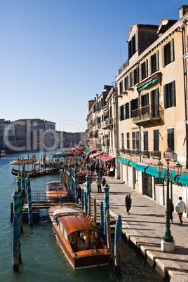 rialto bridge area in the beautiful city of venice in italy