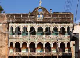 haveli facade in Mandawa street rajasthan state in indi