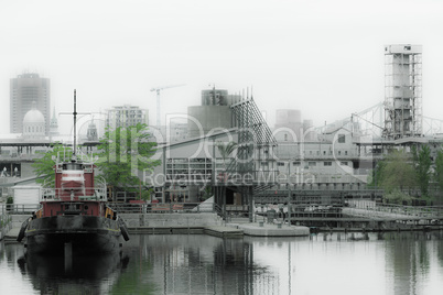 Montreal docks in the fog