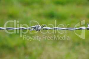 horizontal picture of barbed wire in meadow