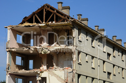 France, demolition of an old building in Les mureaux