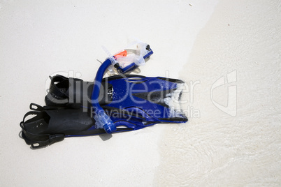 Snorkeling equipment on beach