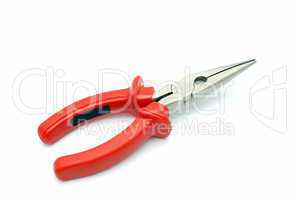 Flat-nose pliers with red handles
