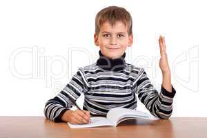 Cheerful Schoolboy ready to answer question
