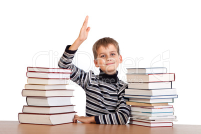 Cheerful Schoolboy ready to answer question