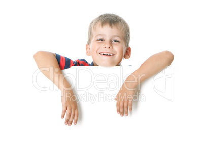 Boy holding a banner