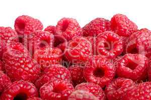 Ripe raspberries fruit background. ²solated on white