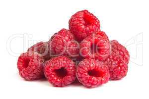 Group of some raspberries on a white background. Close up macro