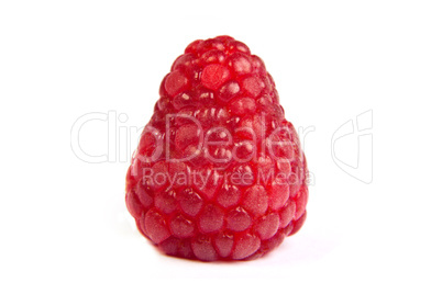 Single fresh raspberry, isolated on  white. Close up macro shot