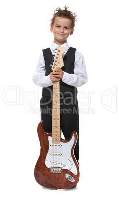 Boy holding a guitar