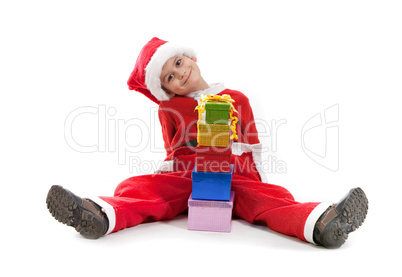 Boy holding a christmas gift