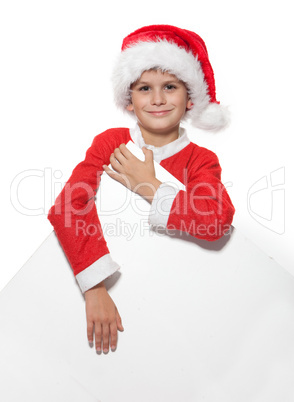 Boy holding a christmas poster