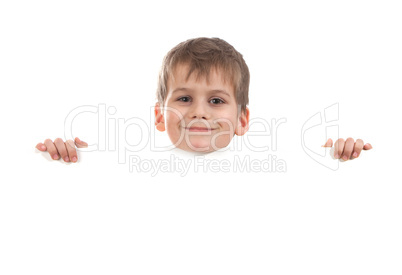 Boy holding a banner