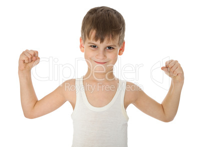 Boy showing his muscle