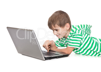 Boy holding a laptop