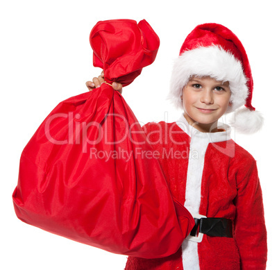 Boy holding a sack