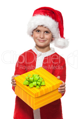 Boy holding a christmas gift