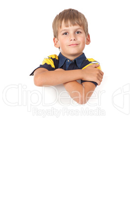 Boy holding a banner