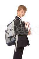 Boy holding books