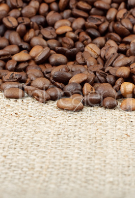 Brown roasted coffee beans.