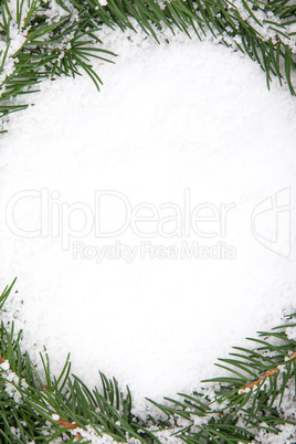 Christmas framework with snow isolated on white background