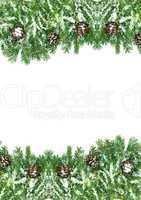 Christmas framework with snow isolated on white background