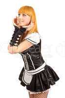 Beautiful caucasian woman dressed in a French Maid costume