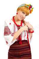 Attractive woman wears Ukrainian national dress