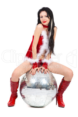 Sexy santa helper with big disco ball