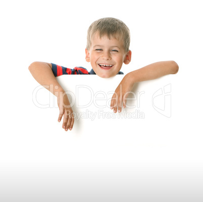 Boy holding a banner