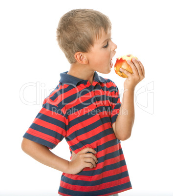 Boy holding an apple