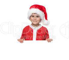 Boy holding a christmas poster