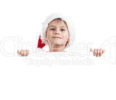 Boy holding a christmas poster