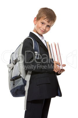 Boy holding books