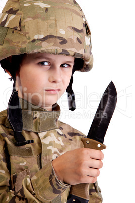 Young soldier with knife