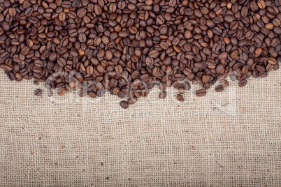 Brown roasted coffee beans.