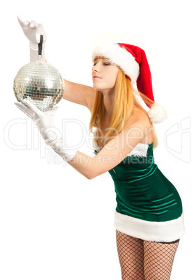 Sexy santa helper with big disco ball