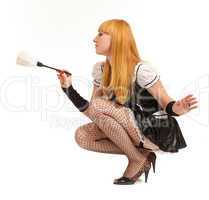 Beautiful caucasian woman dressed in a French Maid costume