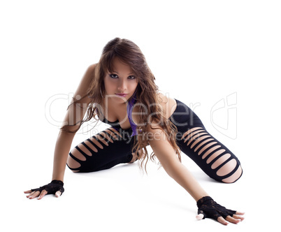 young woman posing in dance costume isolated