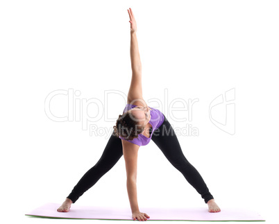young woman yoga instructor demonstrate asana