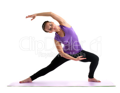 young woman posing in color fitness costume
