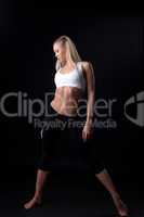 young blond fitness woman show perfect body